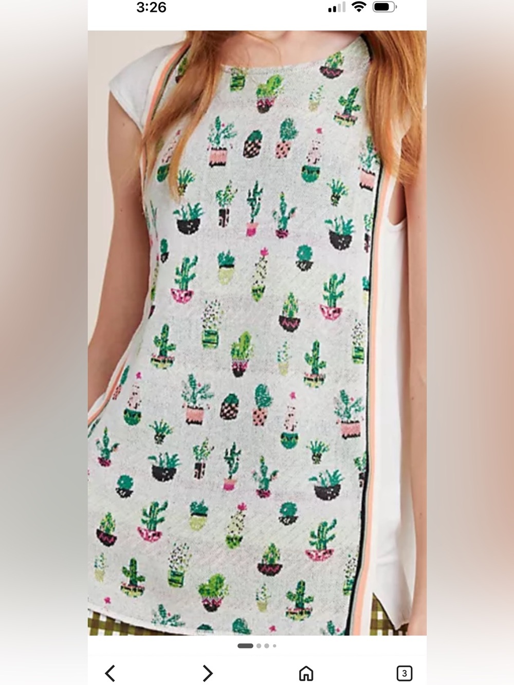 White Cactus-Print Women’s Camisole with Pink Trim